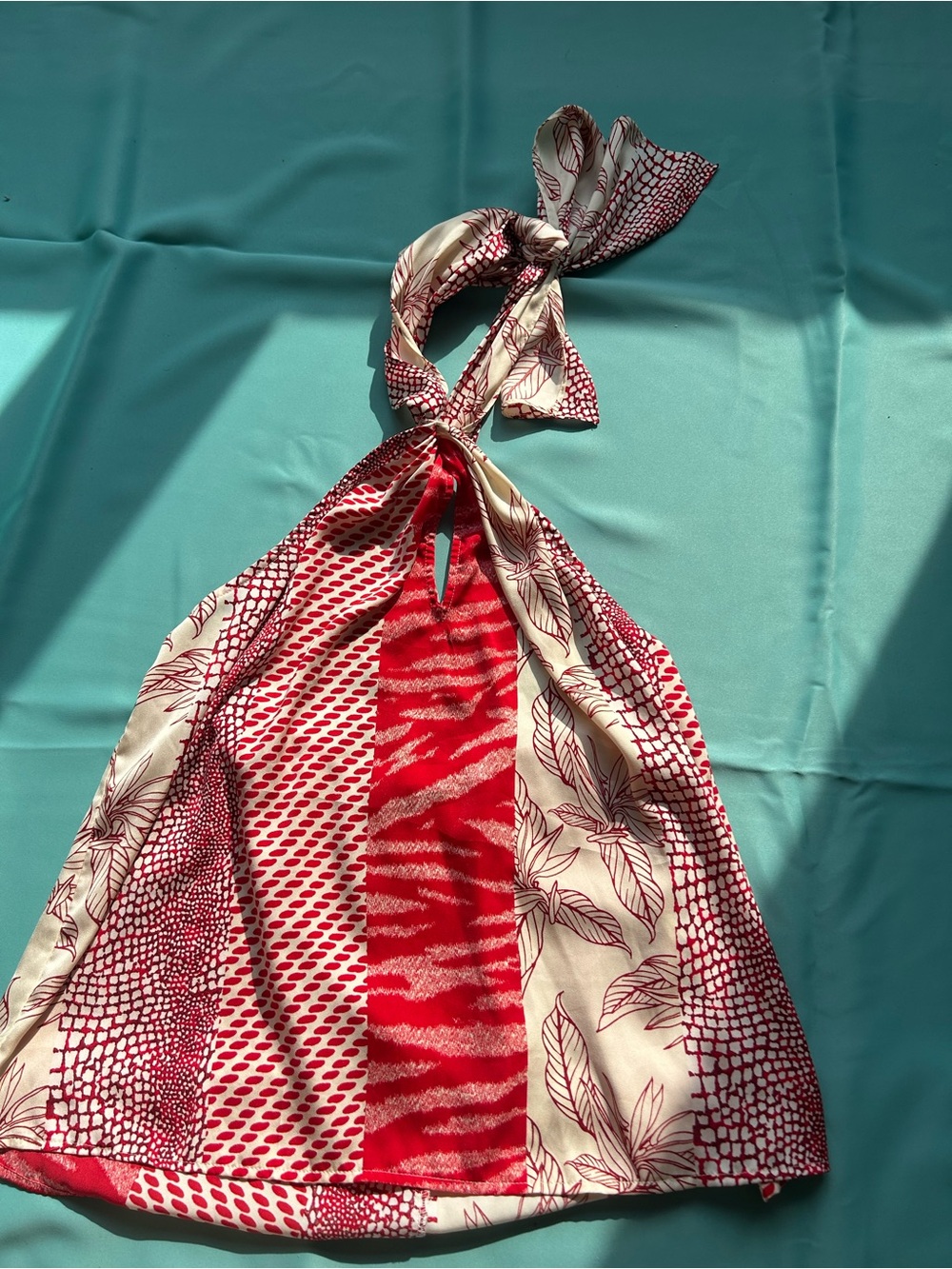 Banana Republic Red and Cream Patterned Halter